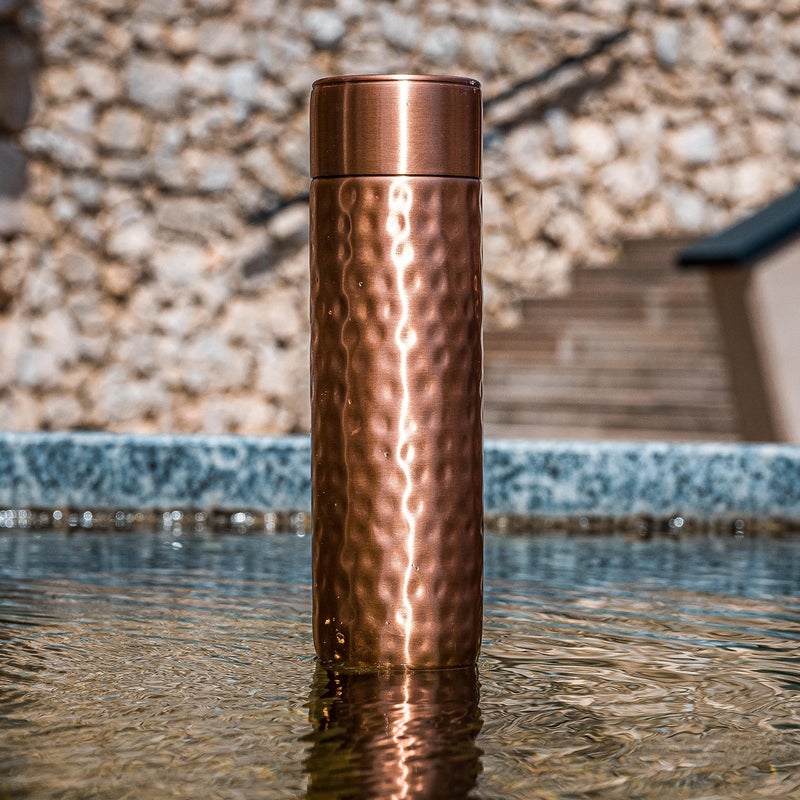 Kosdeg Copper Water Bottle - 16oz Hammered Vintage Modern Design - An Ayurvedic Pure Copper Vessel For Drinking - Drink More Water, Lower Your Sugar Intake And Enjoy The Health Benefits Immediately - Image 5